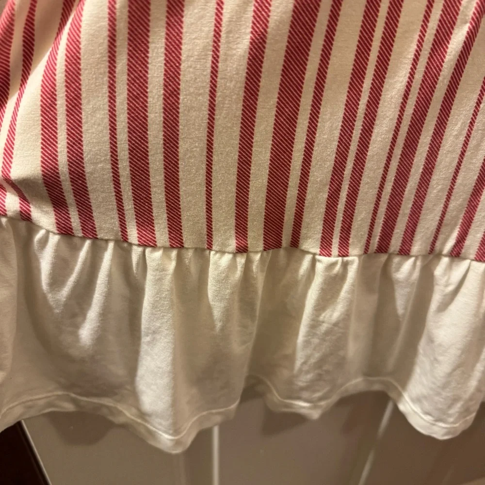 WILDLING 2T* -3T Girls Peppermint Striped Maxi Lounge Dress Red & White w Ruffle